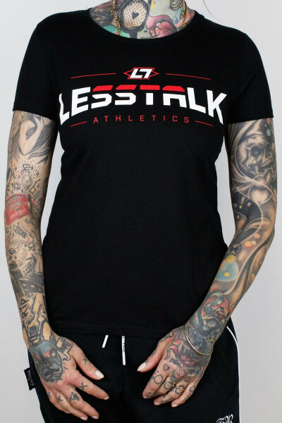 Less Talk Ladies Shirt Curved Logo Black XL