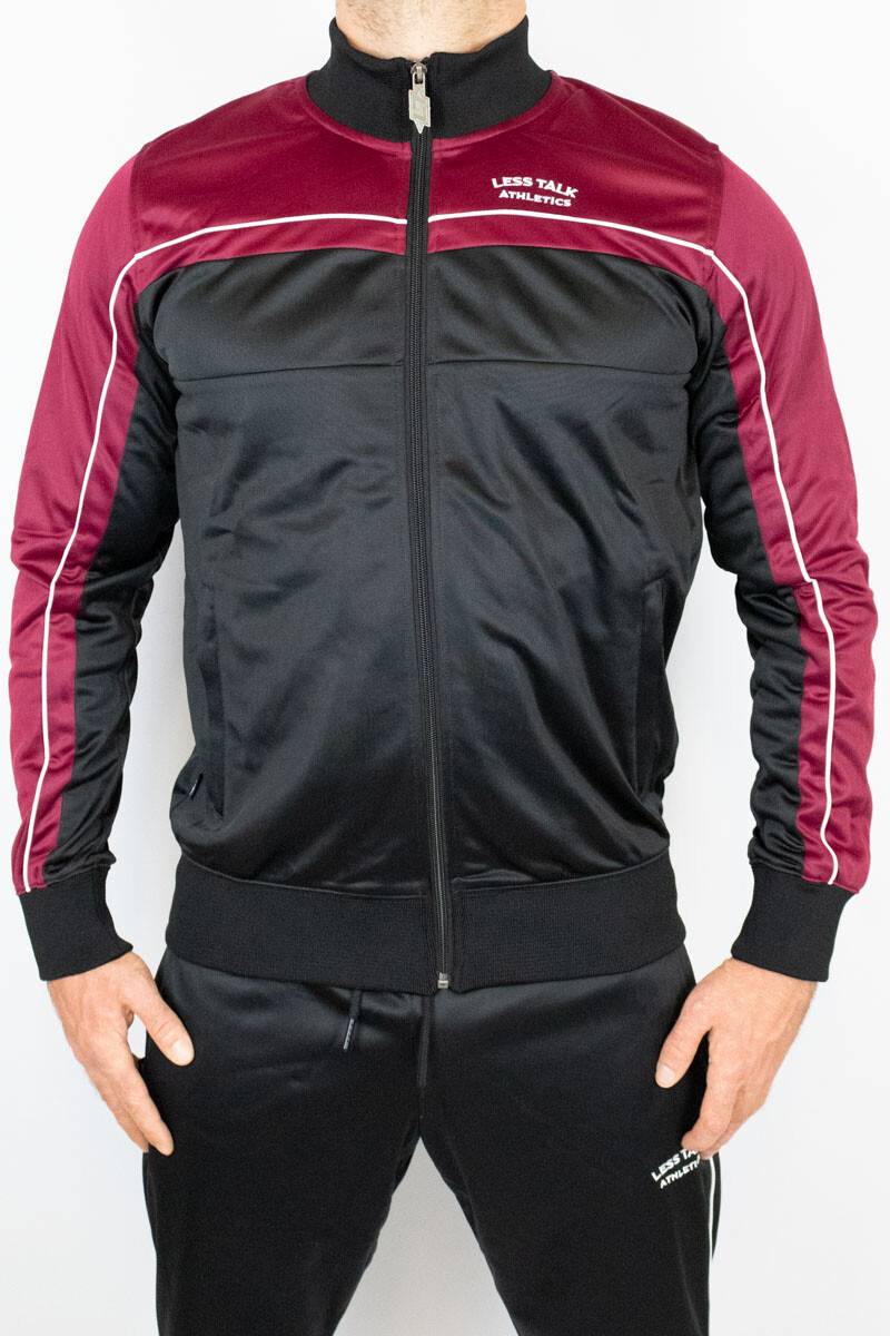 Less Talk Athletics Piped Trackjacket Black Burgundy