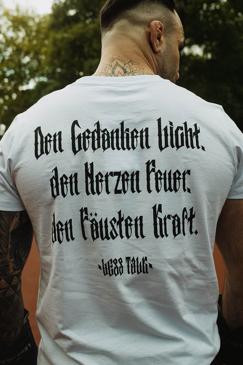 Less Talk T-Shirt Den Gedanken Licht Whi box