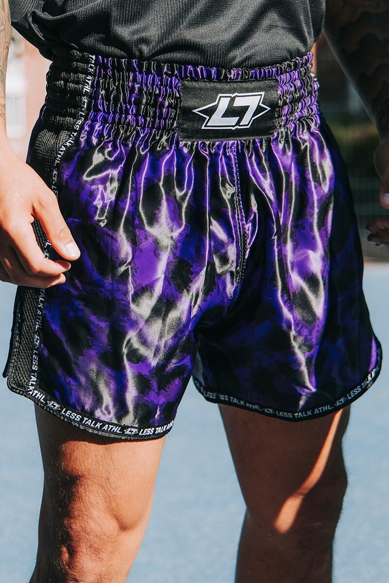 Less Talk Taped Muay Thai Shorts Leo Bla box
